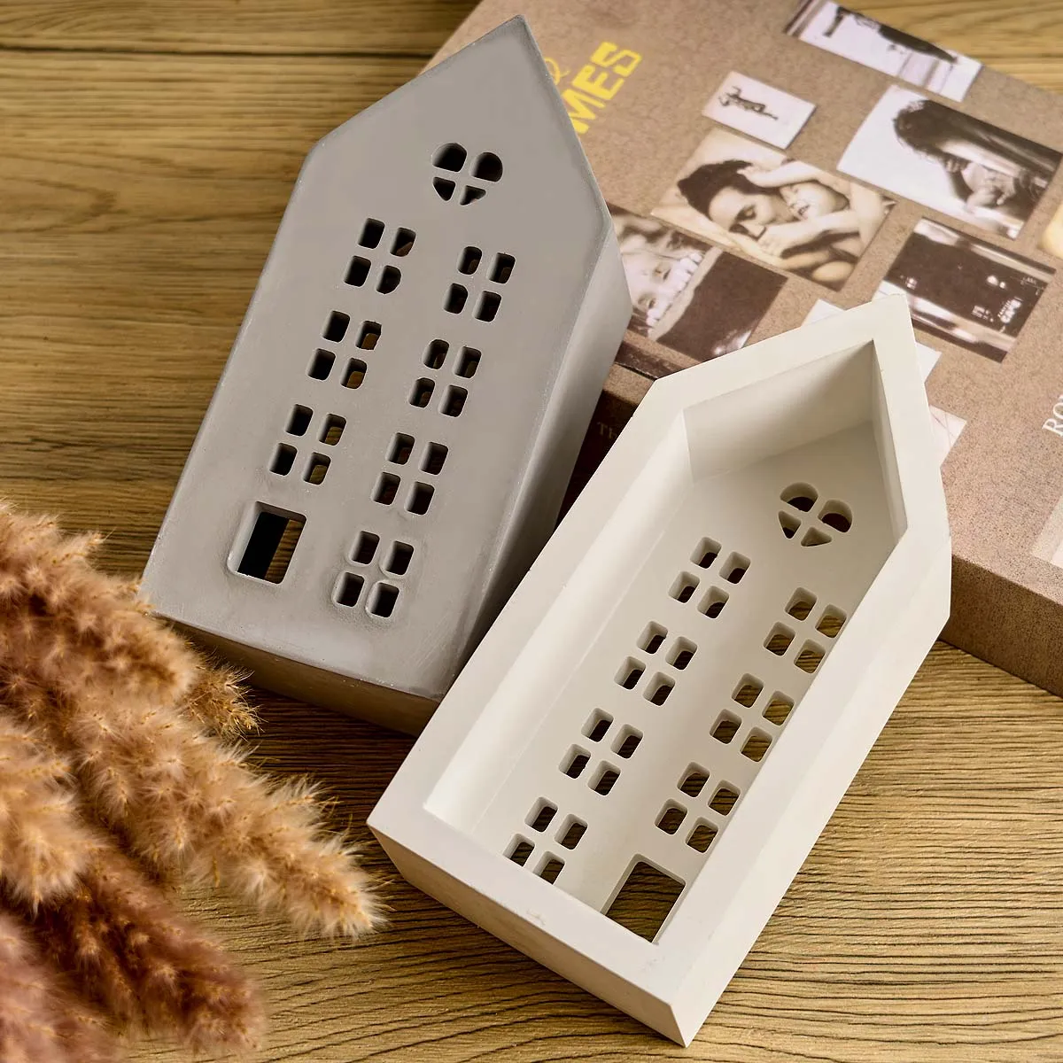 House Design Candle Holder Silicone Mold DIY Houses Tea light Candlestick Craft Making Plaster Resin Casting Molds Home Decor