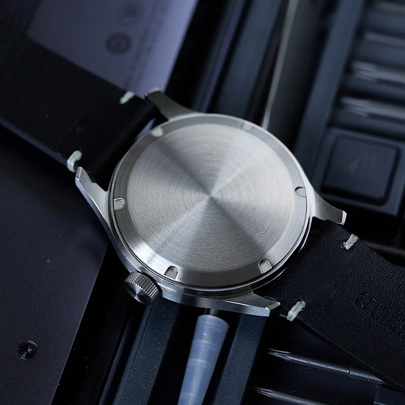 Relógios de campo milifortico m059 militar 39mm automático 100m à prova de relógio cristal safira luminoso couro homenagem relógios de pulso