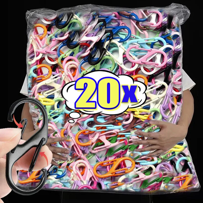 

20pcs multicolor Keychain Rings Carabiner S-snape Metal Alloy Lobster Clasps DIY Bag Car Keys Clips Keyrings Jewelry Accessories