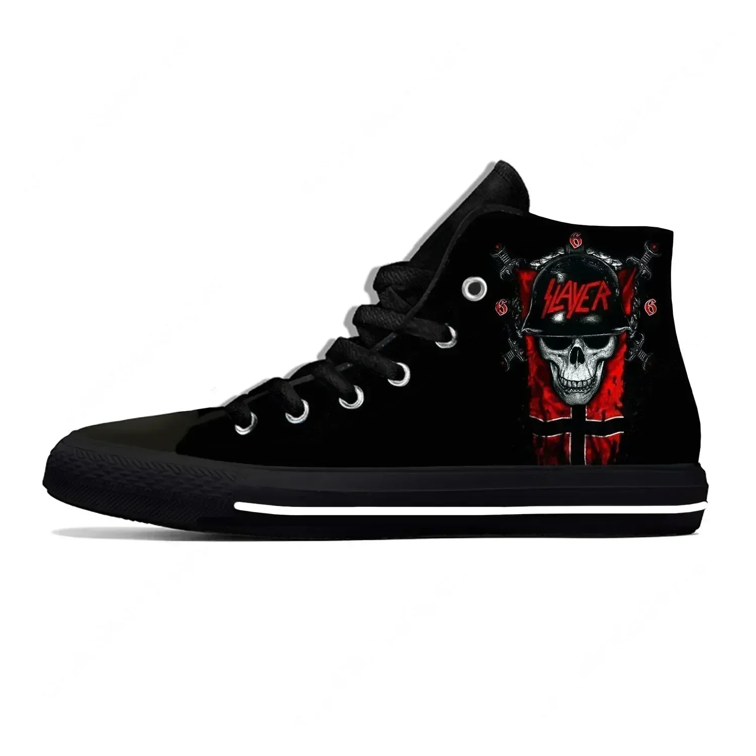 Slayer Heavy Metal Rock Band Horror Scary High Top Fashion Casual Shoes Lightweight Breathable 3D Print Men Women Sneakers