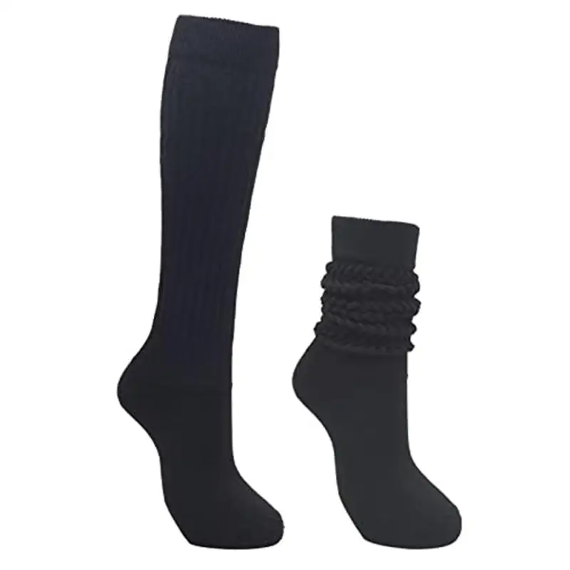 3 Pairs Pleated Mid Length Socks Women's Fashio Knitted Elastic Socks Stacked Socks For Autumn And Winter