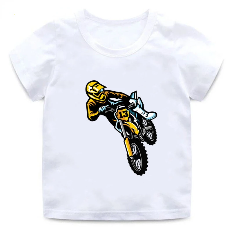 Funny Motorcycle Motocross Rider Cool Kids T-Shirt Baby Boys Casual Funny T Shirt Children Streetwear Girls/Boys Clothes 3-15y