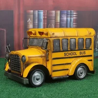 

American School Bus, Retro Bus Home Decoration, Tin Car Model, Display Decoration Shooting Props Birthday Gift