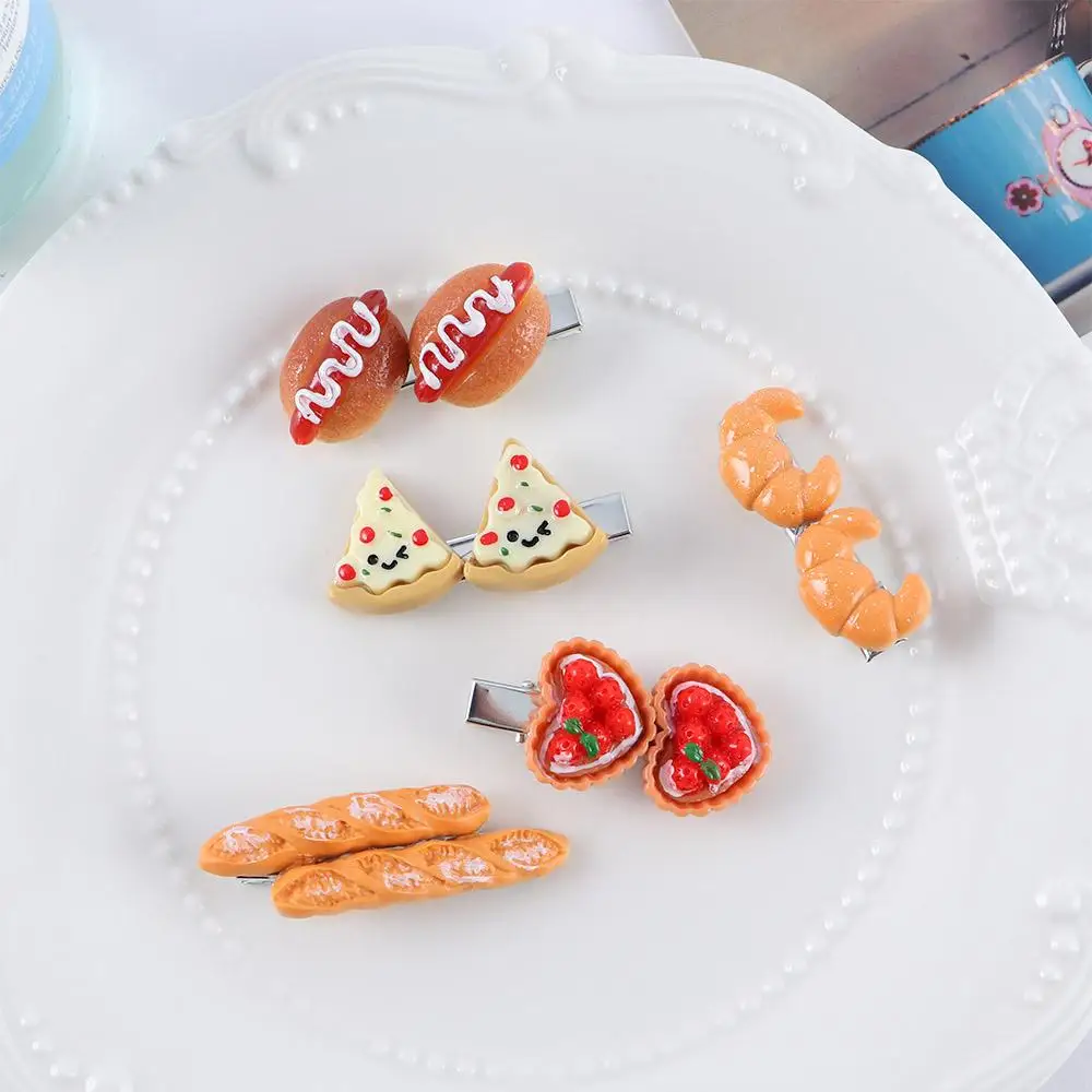 Headwear Funny Hot Dog For Girls Pizza Croissant Duckbill Side Clips Korean Barrettes Women Hair Clips BB Hairpins