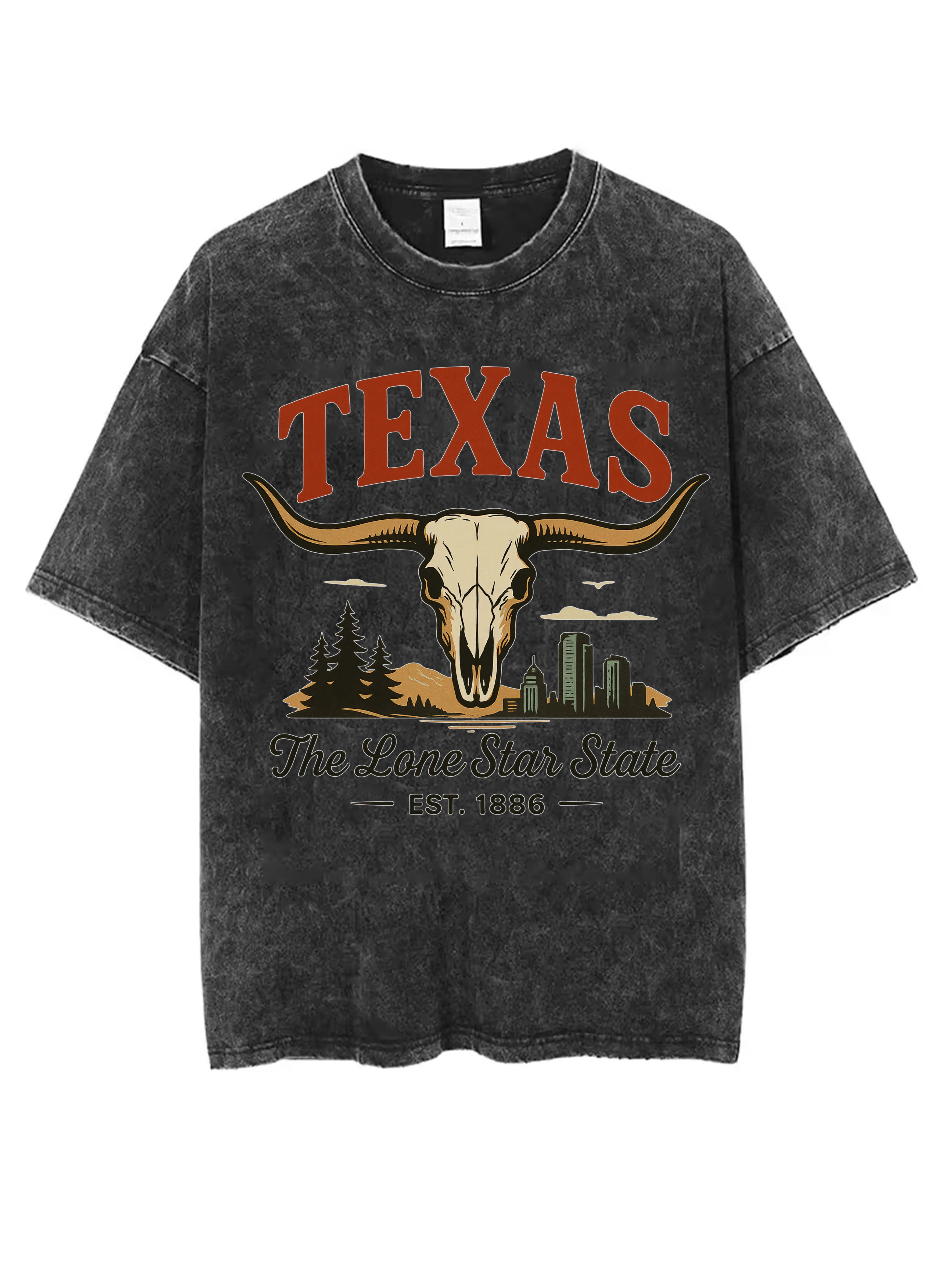 

Черная потертая футболка с круглым вырезом TEXAS Sister Claus, удобная свободная посадка, идеально подходит для мужчин и женщин, это зимнее Рождество