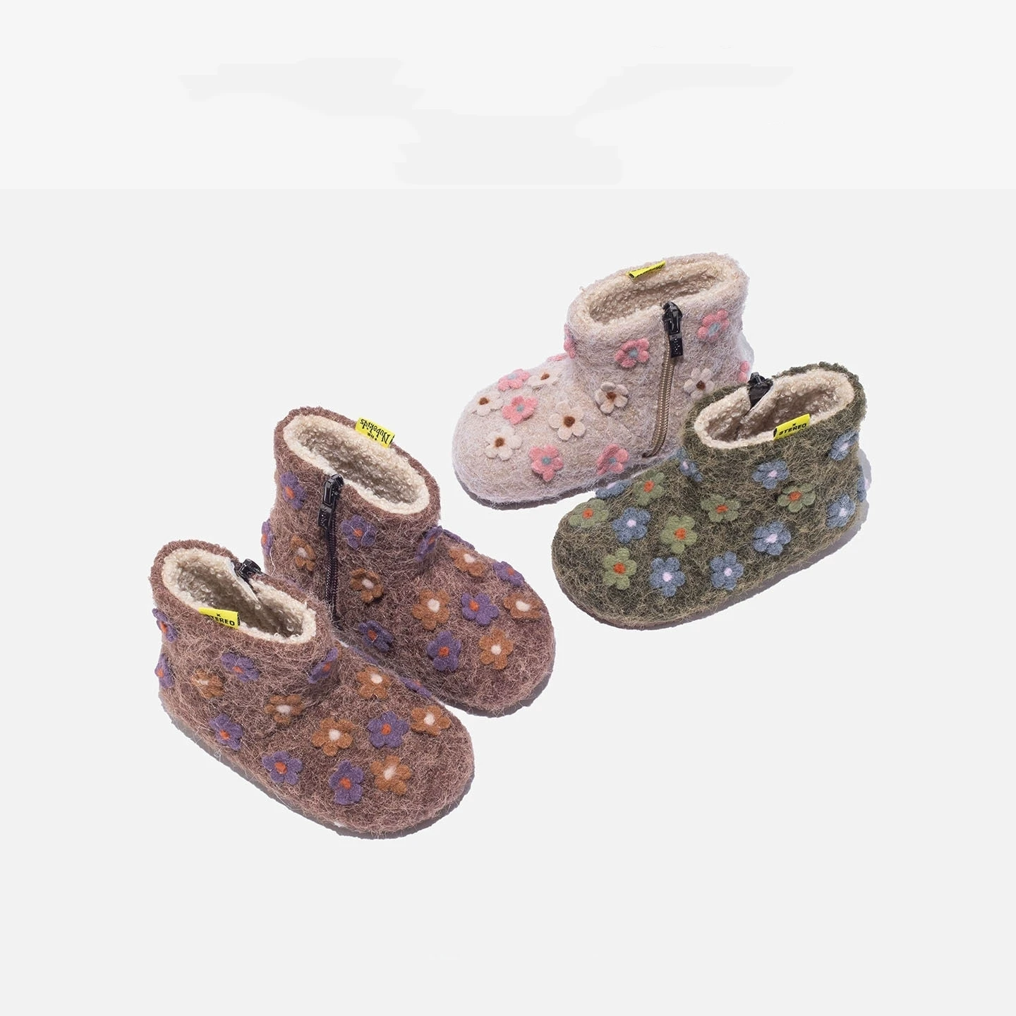 

Winter Snow Boots For Baby Girls Fashion Mixed Colors Applique Flower Little Kids Ankle Boots Warm Plush Children's Shoes