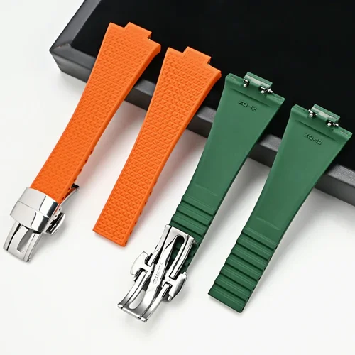 Imagen 2 del producto Correa de goma fluorada para Tissot PRX Powermatic mariposa hebilla hombres FKM deporte impermeable liberación rápida reemplazar correa de reloj 11/12mm