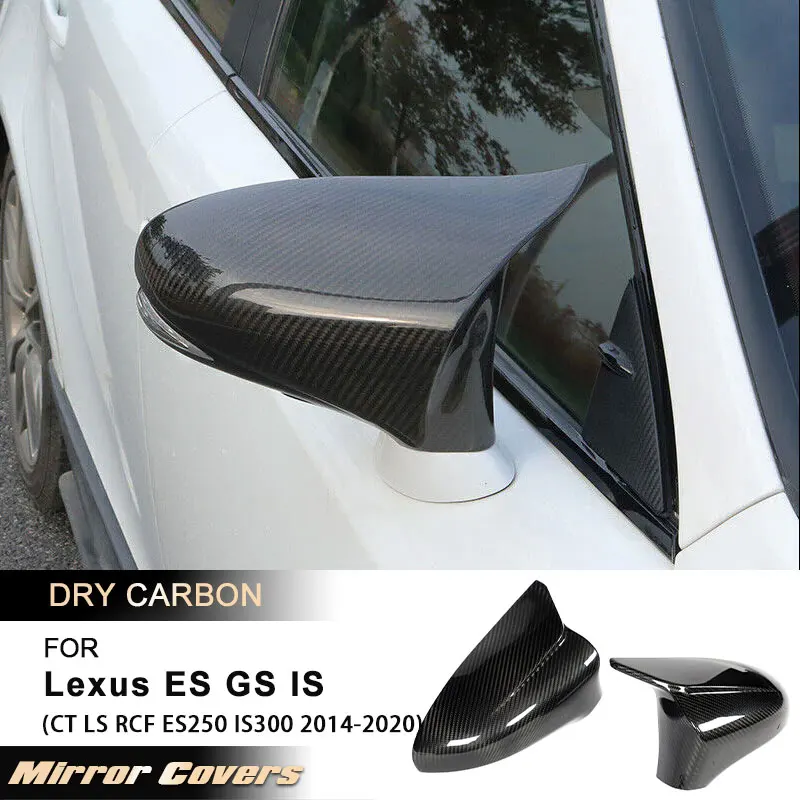 

Чехлы на зеркала заднего вида для Lexus ES GS IS CT LS RCF ES250 IS300 2014-2020, колпачки на боковые зеркала, LHD Prepreg Dry Carbon
