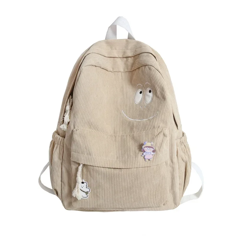 Female Kawaii Corduroy Laptop College Backpack Trendy Girl Green Cool Cute Bag Fashion Women School Bag Lady Travel Backpack