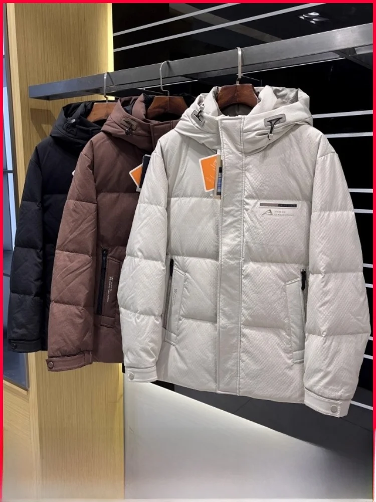 

High-End Men's down Jaet 90 Du down Hooded Warm Comfortable Windproof Waterproof Zipper Closure Casual Sle Thiened Po...