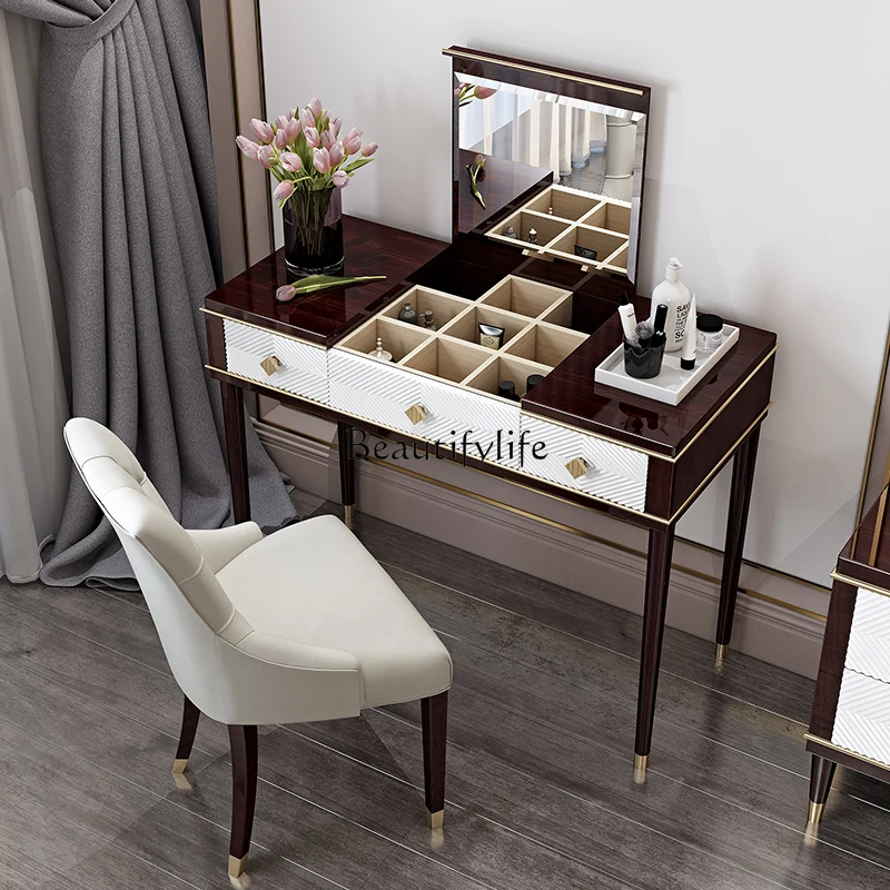 

Dressing table Multifunctional integrated master bedroom Solid wood dressing table Locker