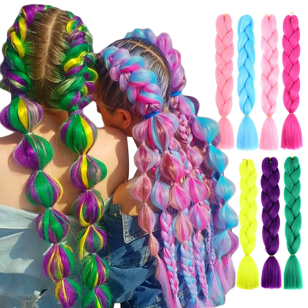 AHVAST Pre Stretched Hair Extension Knot Free Box Professional Synthetic Crochet Woven EZ Braid Halloween Cosplay