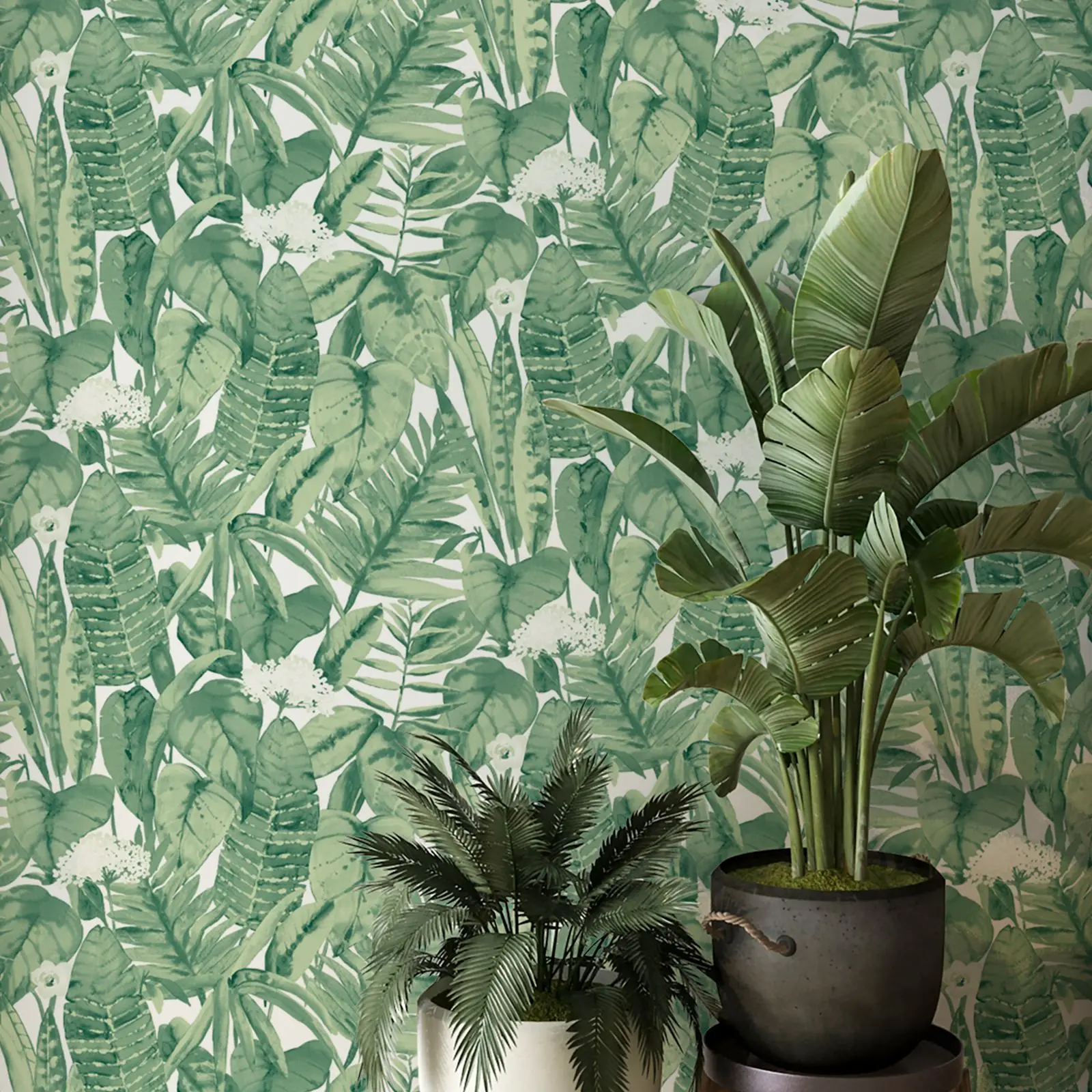 Carta da parati con palme, carta da parati da cucina con motivo a foglie verdi, carta da parati autoadesiva per camera, decorazioni per la casa, dimensioni personalizzate