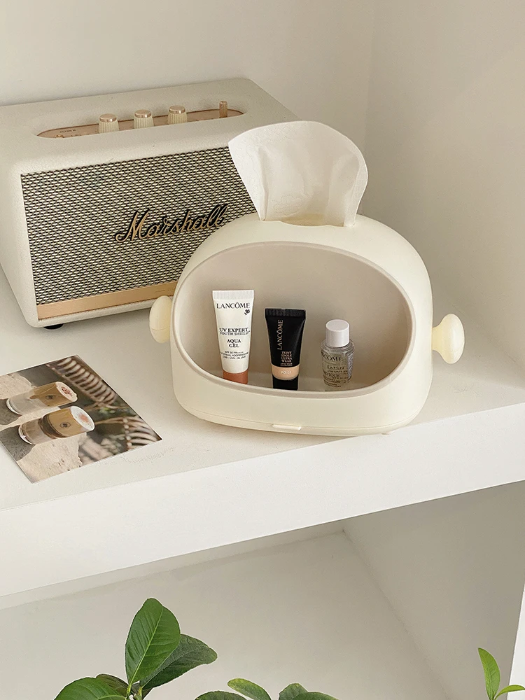 Simple cream wind tissue box, living room tea table, multi-function remote control, storage box, mobile phone holder