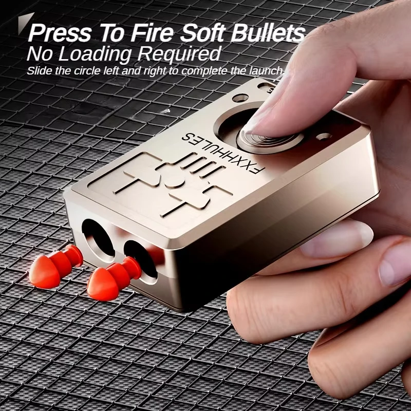 Metal Poker Toy Gun Soft Bullet Shell Ejecting Shooting Model Pushing Card Pistol Fidget Decompression Toy for Adults Children