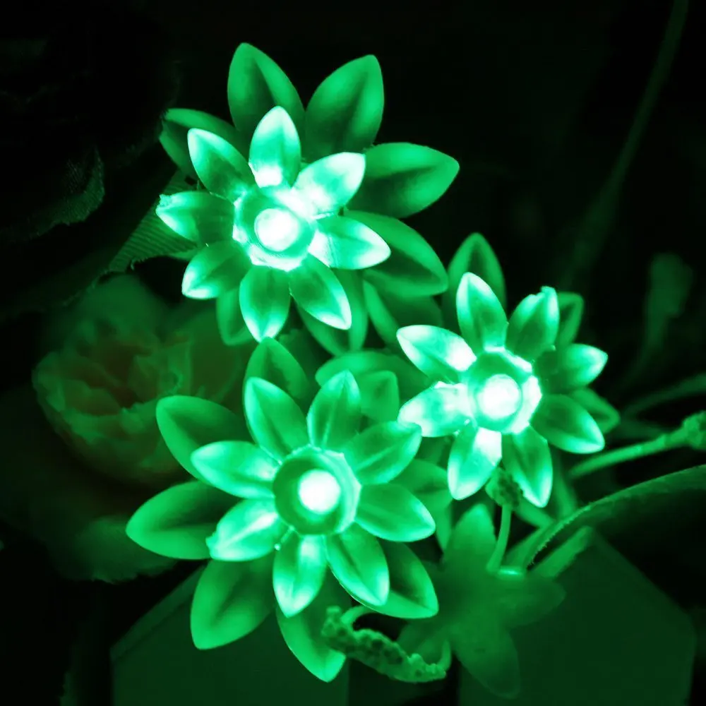 Solar Lotus Flower String Lights, 100/50/20 LED Double Layer Cherry Blossoms Fairy Lights for Garden Fence Patio Yard Christmas