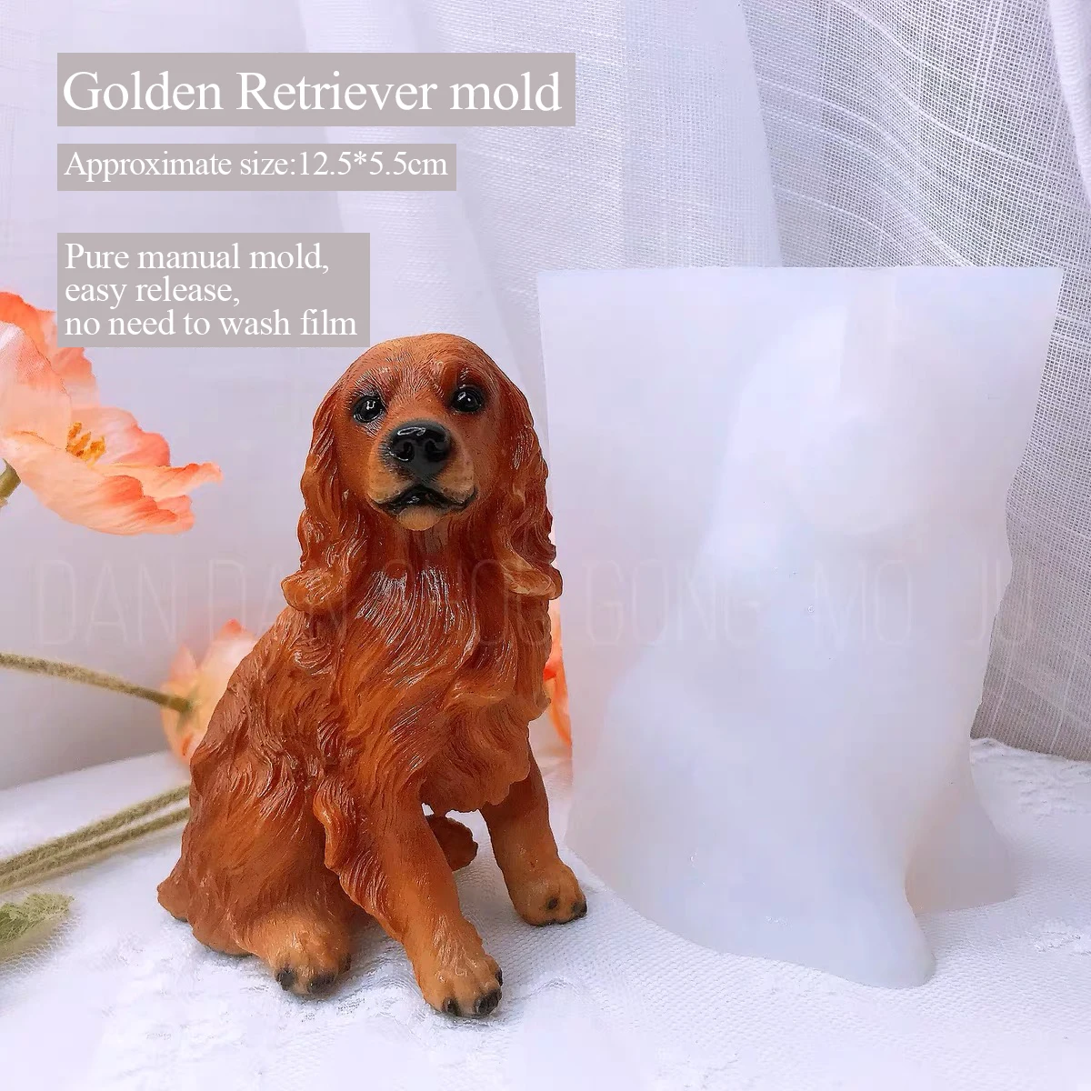 3D Three-Dimensional Mold, Cute Golden Retriever, Manual Silicone Abrasive, Scented Plaster, DIY, Special