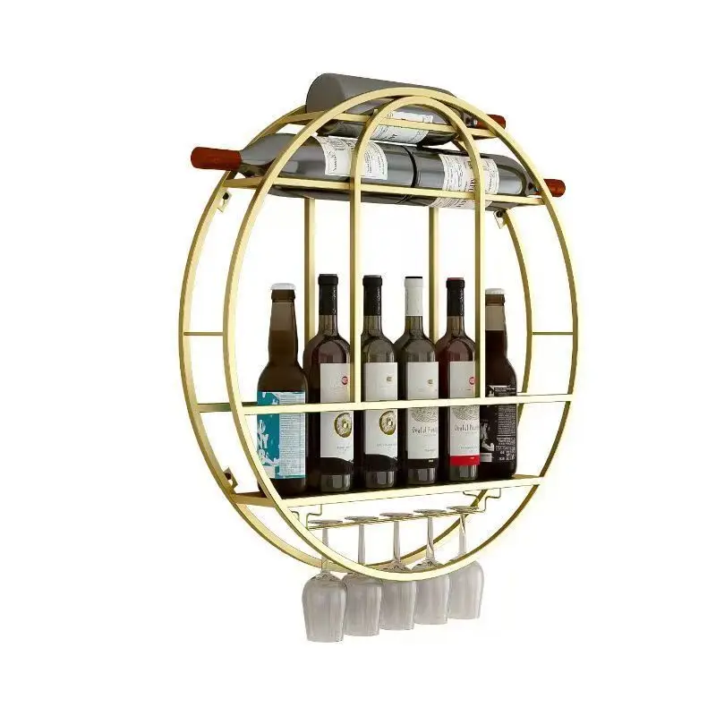

European High-end Bar Wine Rack Wall Hanging Red WineRack Household Glass Small Apartment Rack Wrought Iron Wine Rack
