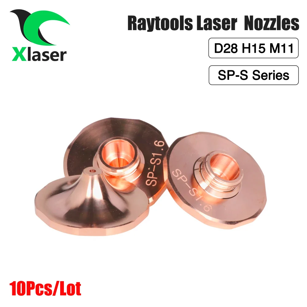 Bocal Laser de Camada Única para Raytools Precitec HANS Series, SP-S1.2, SP-S1.5, SP-S1.6, D28mm, M11, H15, SP-S Series, cobre, 10pcs por lote