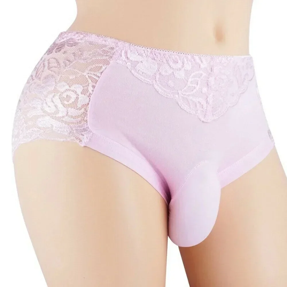 Sous-vêtements en dentelle sexy pour hommes, culotte transparente, slips respirants, doux, chaud, amissié, gay, sissy