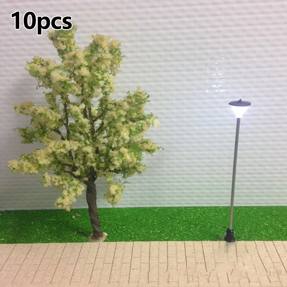 10 Uds. Modelo de tren ferroviario escala 1:100 postes de lámpara farola Led lámpara Artificial miniatura decoración edificio paisaje