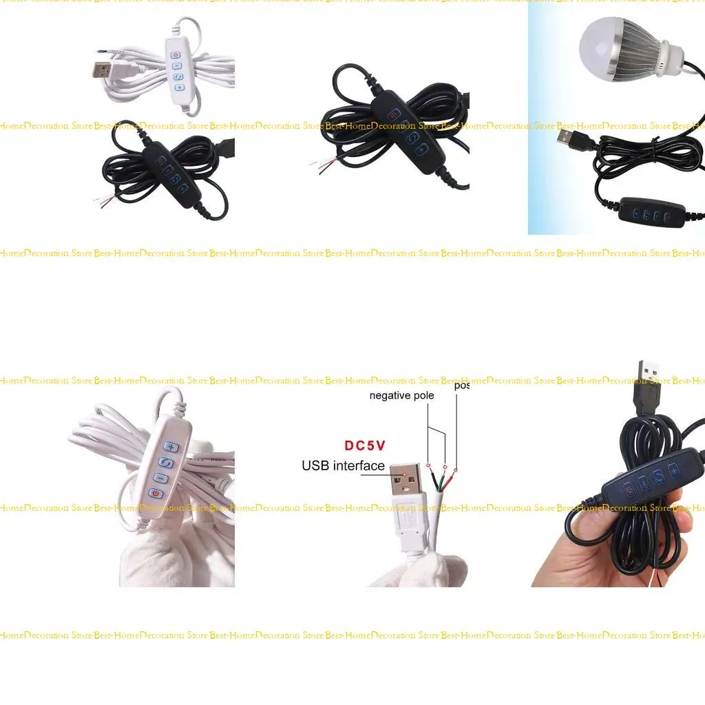 12PD DC5V LED Light Dimmer Controllers USB Port Power Supply Cable Dimming Color Matching Extension Cable for LED Light Chip