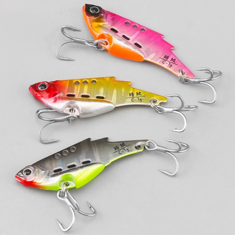 5g 7g 10g 14g VIB leurre de pêche coulée pêche métal gabarit appâts 3D Laser Super mince lame Vibration leurres pour perche de bar