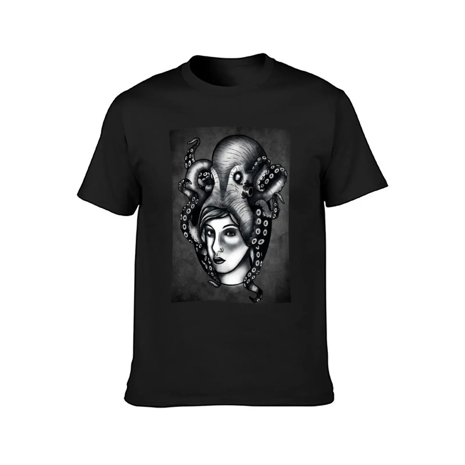 Octapus black and white T-Shirt plain quick-drying animal prinfor boys customs mens graphic t-shirts anime