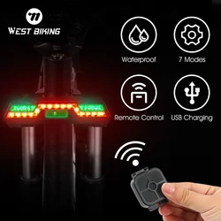 WEST BIKING Bike Turn Signal Light Smart Remote Control Direction Indicator USB Rechargeable MTB Bicycle Lamp Cycling Taillight