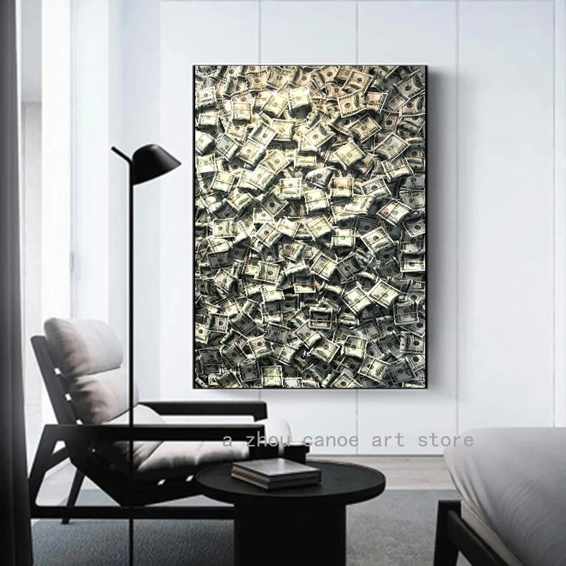 Abstract Cool Full of Money Pattern Poster Canvas Painting Wall Art Prints Picture Living Room Modern Home Office Decor Cuadros