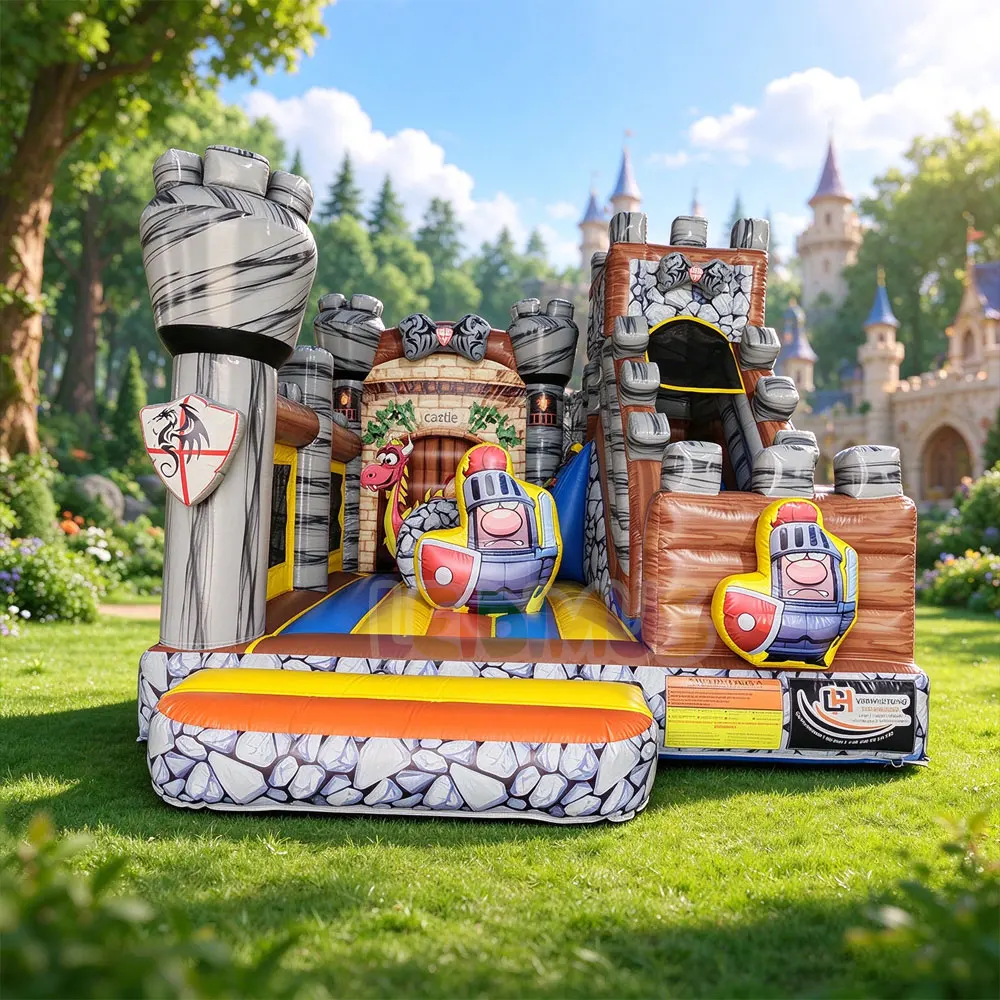 New Design Castle Knight Theme Inflatable Bounce House Bouncy Castle Jumping Cartoon Kids Inflatable Combo Bouncer With Slide