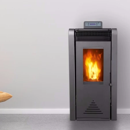 Black Metal 5 Levels IR Remote Control Manual Indoor Home Fireplace Pellet Stove Room Heater Modern Furniture for Winter