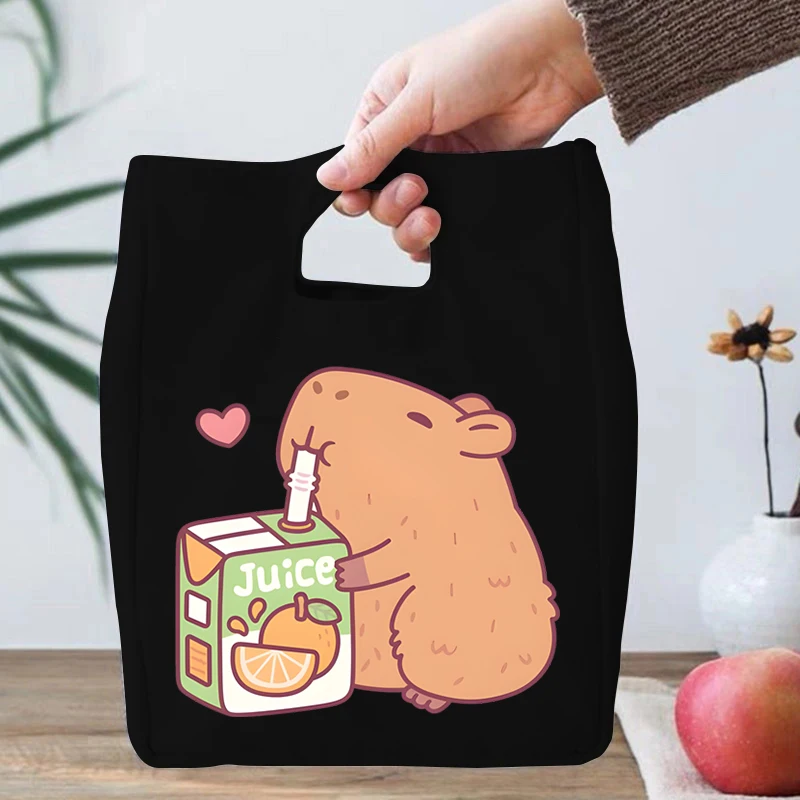 Fashion Cartoon Capybara Lunch Bags for Women Kids Large Capacity Picnic Food Thermal Portable Outdoor Office Unisex Lunch Bag