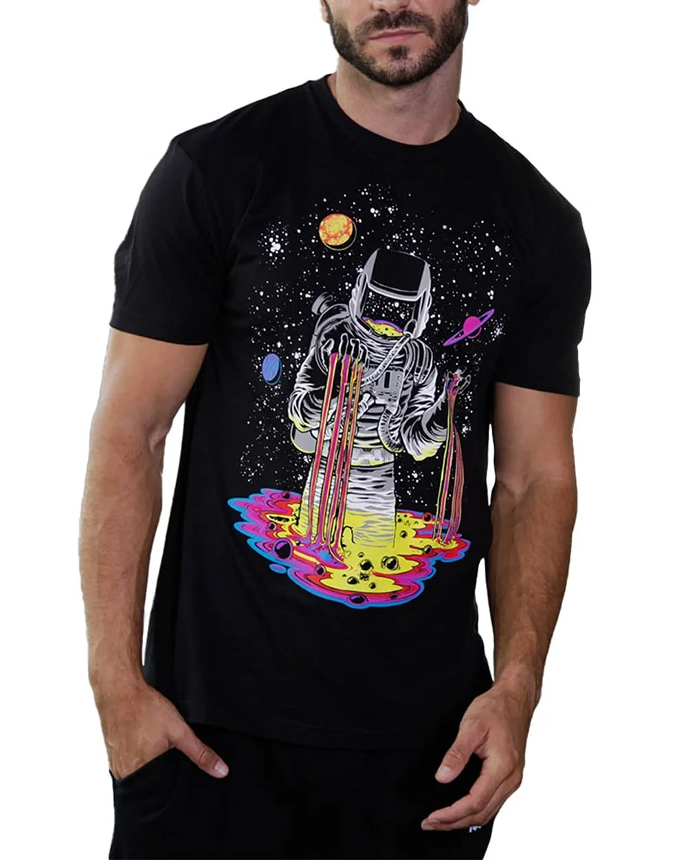 New Outer Space Astronaut Graphic Printing Men T Shirt Casual Short Sleeve Fashion Cotton Tee Tops Streetwear Tshirt Clothing