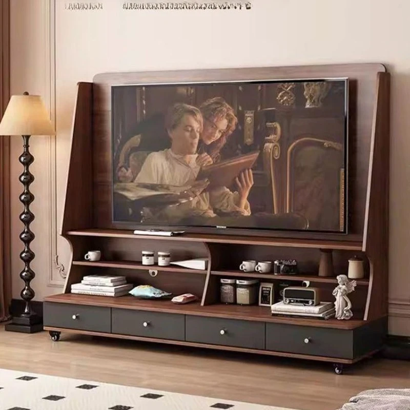 Solid wood removable TV cabinet small apartment modern simple floor storage