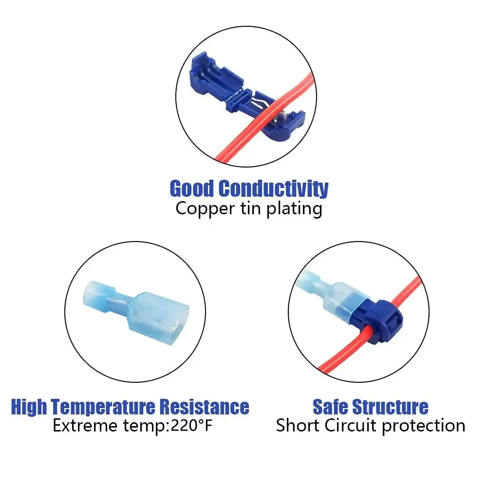100 pz/50 paia T-Tap Wire Connectors, T Tap connettori elettrici Quick Wire Splice rubinetti e isolato maschio a sgancio rapido