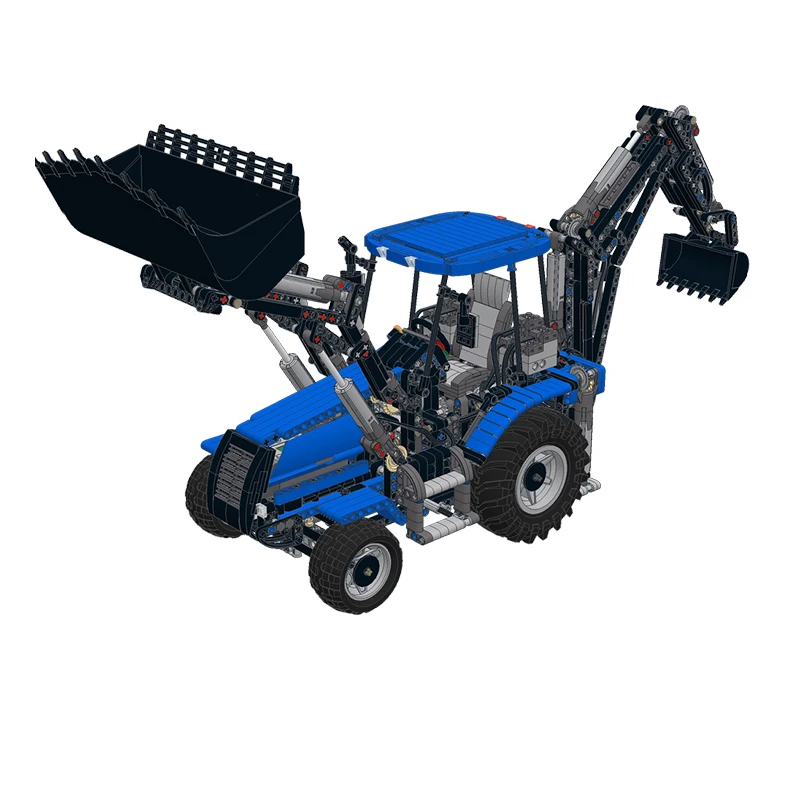 QWERT City Car Model MOC Building Bricks Engineering Backhoe Loader Modular Technology Gifts Holiday Assemble Children Toys Suit