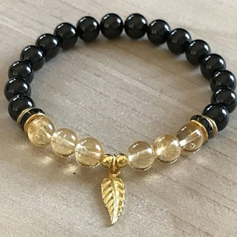 Good luck Bracelet Citrine bracelet Black Tourmaline bracelet Yoga bracelet