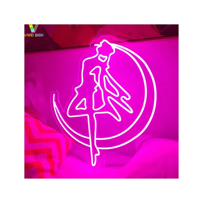 NS37/60cm Chinese Manufacturer neon free sample outdoor indoor led light with RGB function Sailor Moon led neon sign