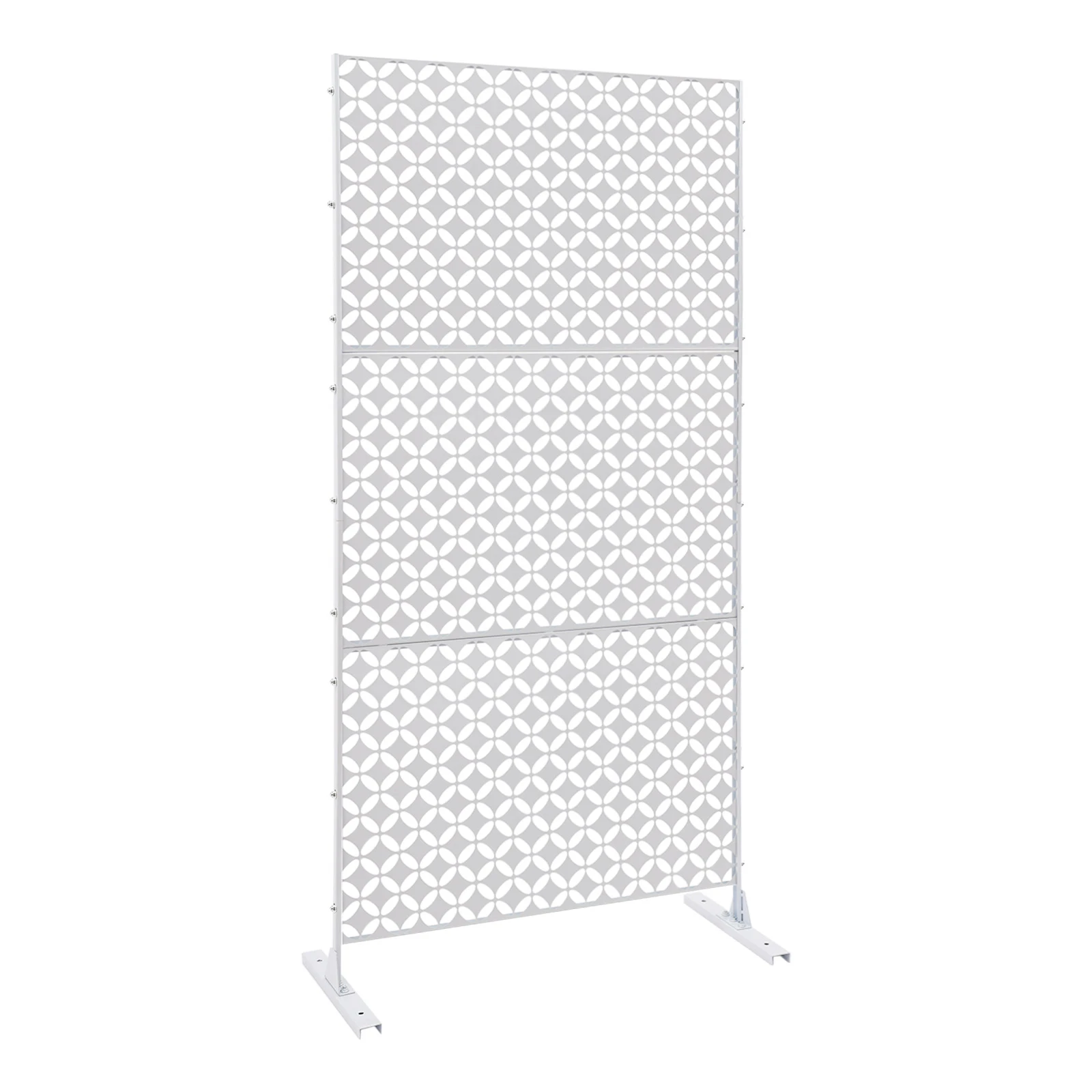 Freestanding White Steel Privacy Screen, Decorative Privacy Screen, Privacy Fence Screen