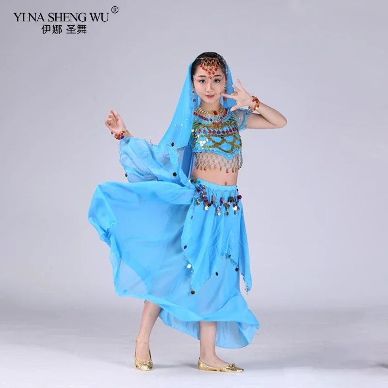 Performance Girls Belly Dancing Costume Set Kids Indian Dance Girl Bellydance Costume Dancewear Girl Egypt Dance Costumes 4pcs