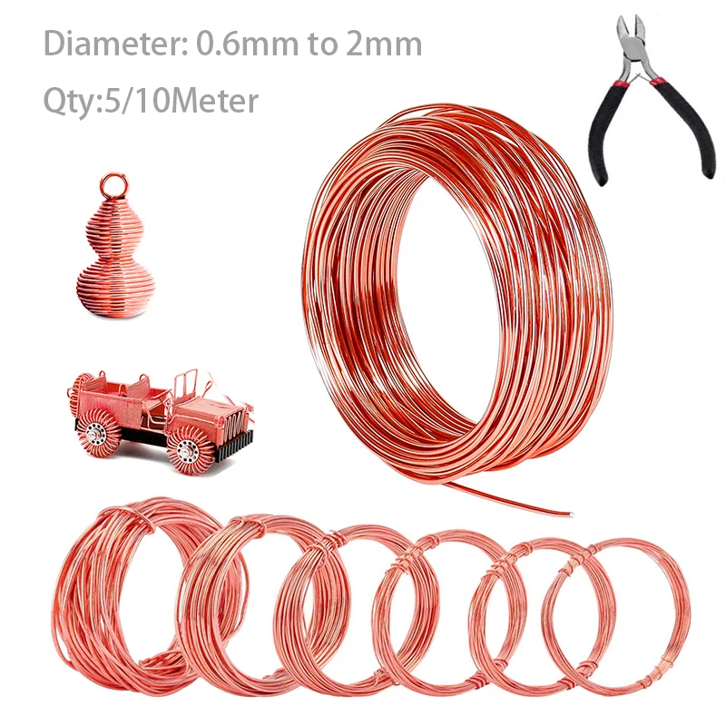 

1set Copper Wire for Jewelry Making 0.6-2mm Copper Wire Spool - Easy Cut & Store Soft Metal for Jewelry Making with Pliers Inclu