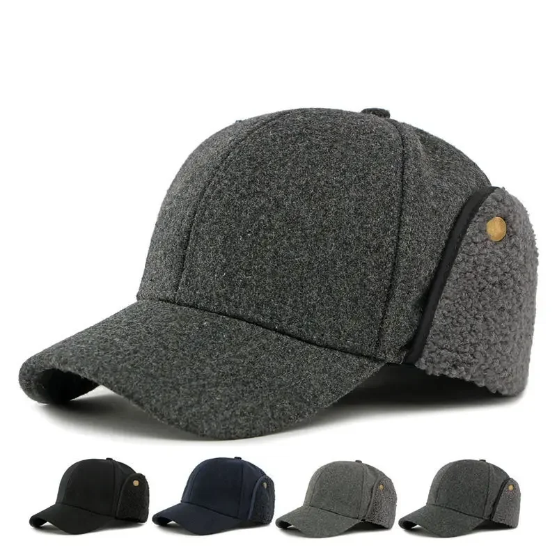Winter Polyester Casquette Warm Baseball Cap Adjustable Outdoor Snapback Hats for Men 121