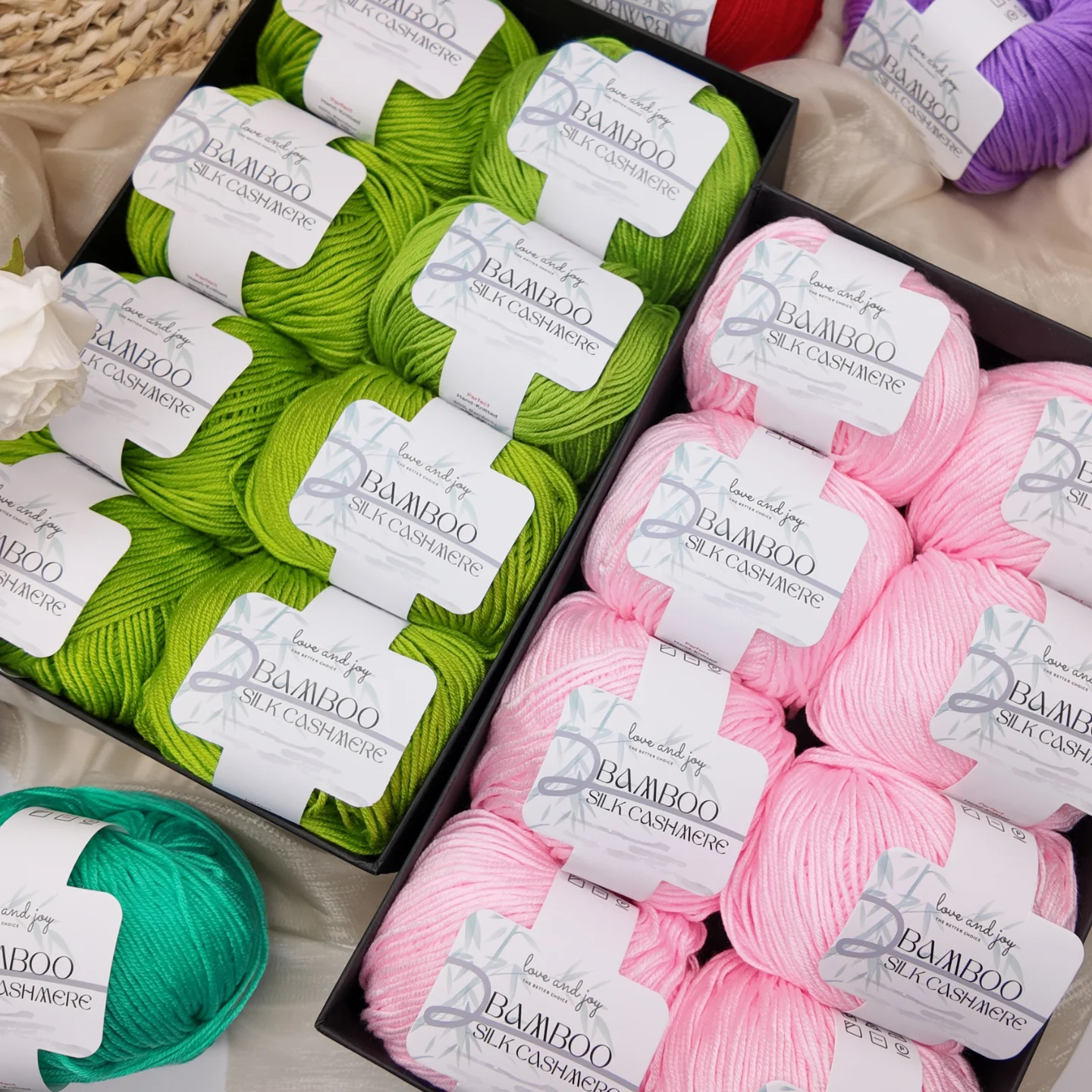 8er-Pack Bambus-Seiden-Kaschmir-Strickgarn, Weiches Atmungsaktives Häkelgarn für Pullover, Schals, Mützen, Tücher, DIY-Handarbeiten