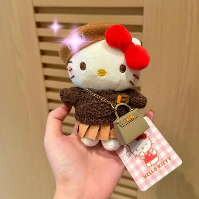

Плюшевая кукла-брелок Sanrio Hello Kitty, подвеска для сумки, украшение для рюкзака, милая мягкая игрушка, подарок для женщин и девочек