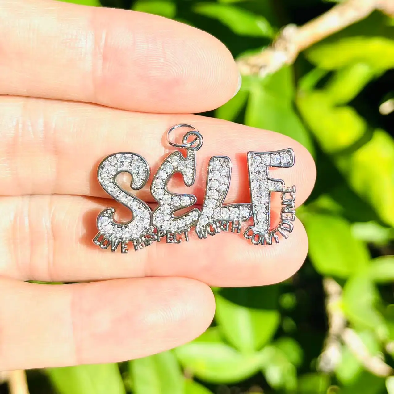 3 قطعة/الوحدة دلايات معدنية ملهمة-الحب الذاتي والاحترام والاحق والثقة الزركون تمهيد النتائج مجوهرات النحاس DIY الهدايا