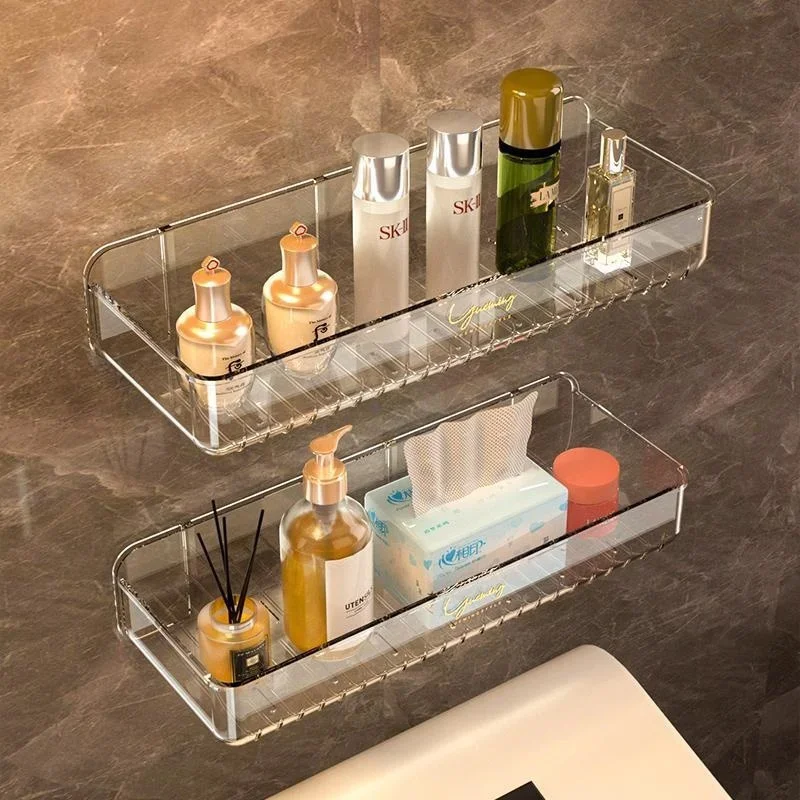 Bathroom Transparent plastic storage shelf Toilet Cosmetic storage box Toiletries storage rack Drainage rack, washbasin hanger