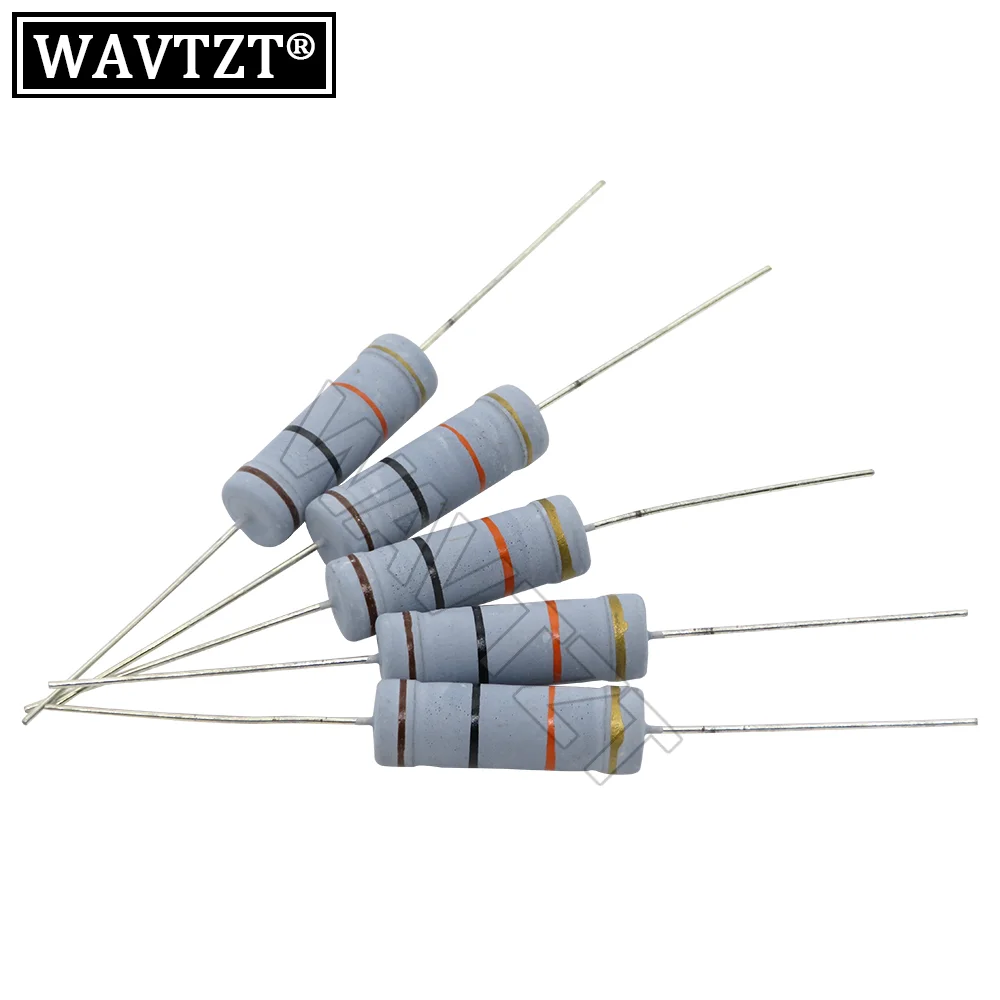 20PCS 5W Carbon Film Resistors 5% 1R ~ 1M 2.2r 10r 22r 47r 51r 100r 150r 1k 4.7k 10k 47k 1022 47 51 100 150 Ohm Resistors