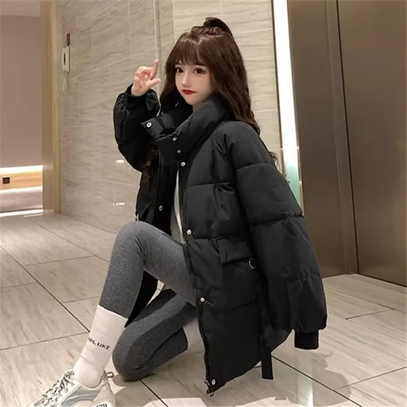 Thick Warm Cotton Jacket for Women, Loose Parkas, Winter Coat, 2024