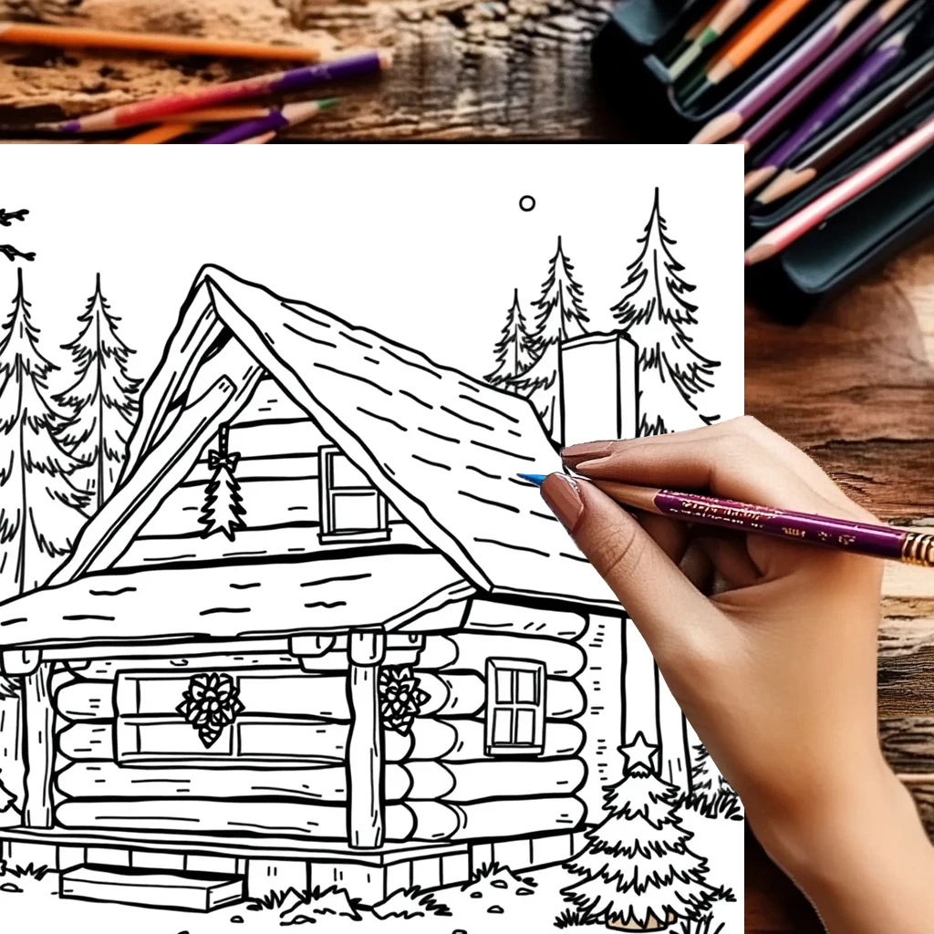 Christmas Scene Coloring Book for Adult | 28 Pages Colouring Book, Drawing Supplies for Christmas, Thanksgiving